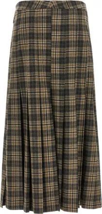 Brunello Cucinelli Womens Brown Virgin Wool Mini Skirt