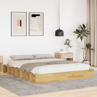 vidaXL Estructura De Cama Sin Colch&oacute;n 140x200 Cm Madera Maciza Roble Vidaxl