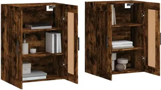 Berkfield Home Wall Mounted Cabinets 2 pcs Smoked Oak Engineered Wood in Brown