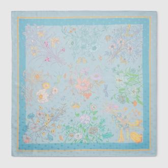 Gucci Printed Silk Twill Carr&eacute;, Blue