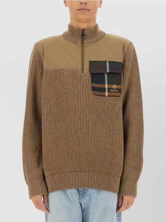 Barbour pocket panel ribbed texture sweater