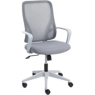 Beliani Office Chair Light Grey Fabric Mesh Upholstery Swivel Desk Computer Adjustable Seat Reclining Backrest LUMA