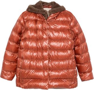Herno Orange Quilted Hood Jacket