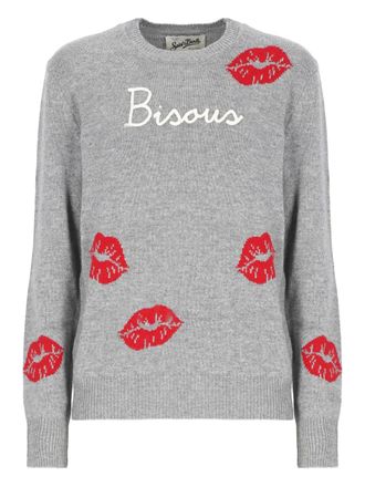 MC2 Saint Barth embroidered long-sleeved sweater - women - Wool/Polyamide/Viscose/Cashmere - M - Grey