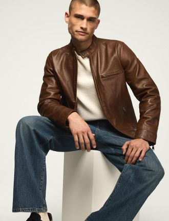 Lucky Brand Mens Bonneville Leather Jacket