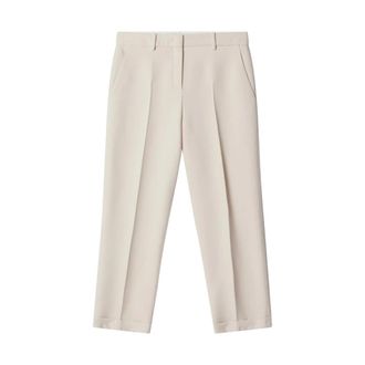 Fendi Broeken, Dames, Beige, XS, Wol, Wollen en zijden broek