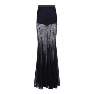 Elisabetta Franchi Falda Larga de Encaje con Silueta Sirena - Skirts - Mujer - Negro - S