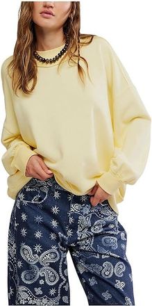 Free People Palm Springs Turtle Womens Sweatshirt Banana Cream : LG (Womens 12-14), Cotton