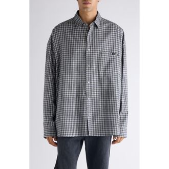 Acne Studios Soffia Relaxed Fit Check Flannel Button-Up Shirt in Black/White at Nordstrom, Size 36 Us