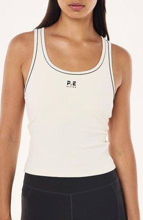 P.E Nation Nexus Rib Tank in Whisper White /Smokestone at Nordstrom, Size X-Small