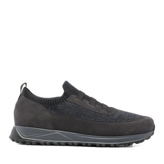 Doucal's Brown Unique Texture Rugged Sole Leather Sneakers