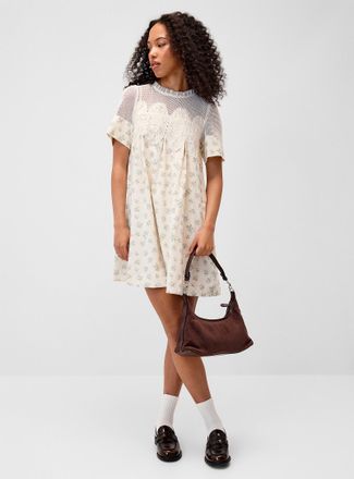 Twik Womens Mesh and flowers babydoll dress