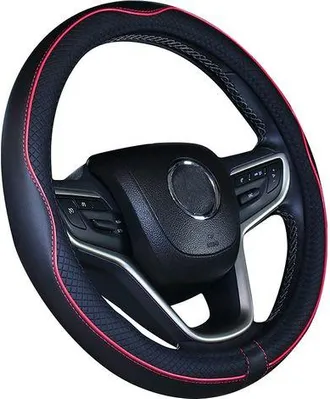OEM Funda Para Volante De Coche De 15 Pulgadas, De Microfibra Roja Y Negra