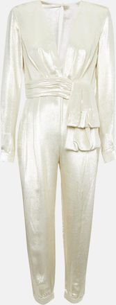 Zuhair Murad Gold Silk Blend Lam&eacute; Jumpsuit