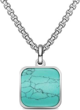 Edforce Mens Square Agate Pendant Necklace in Turquoise at Nordstrom Rack