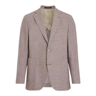 Oscar Jacobson Blazers, male, Pink, Size: M Ferry Regular Fit Herringbone Blazer