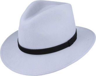 Maz Accessoires Crushable Hand Made Fedora Trilby Hat with Leather Type Band 100% Wool (Small(55cm), Ice Grey)