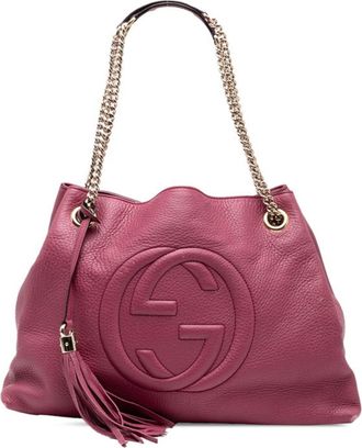 Gucci Purple Leather Shoulder Bag Tote Bag (Pre-Owned)