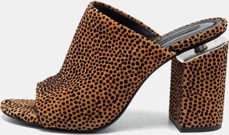 Alexander Wang Brown/black Animal Print Suede Avery Block Heel Mules
