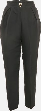 Elisabetta Franchi Black Gabardine Lock Detail Trousers