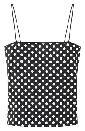 Mango Polka Dot Crop Top in Black at Nordstrom, Size Large