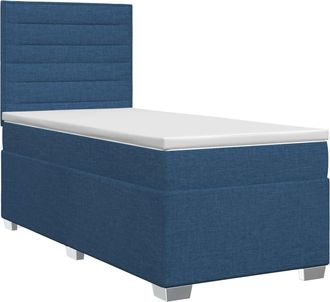 vidaXL Letto Box Spring Con Materasso Blu 90 X 190 Cm Tessuto Vidaxl