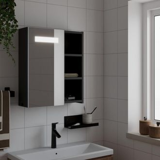 vidaXL Mueble De Ba&ntilde;o Con Espejo Y Luz Led Negro 45x13x52 Cm Vidaxl