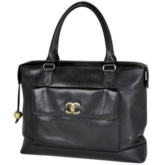 Chanel Black Grained Calfskin Tote Bag (Pre-Owned)