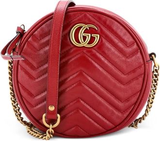 Gucci GG Marmont Round Shoulder Bag Matelasse Leather Mini crossbody bag - Rosso