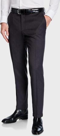BOSS Mens Genesis Slim-Fit Wool Trousers, Medium Gray