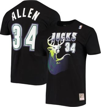 Mitchell & Ness Mens Mitchell & Ness Ray Allen Black Milwaukee Bucks Hardwood Classics Stitch Name & Number T-Shirt at Nordstrom, Size X-Large