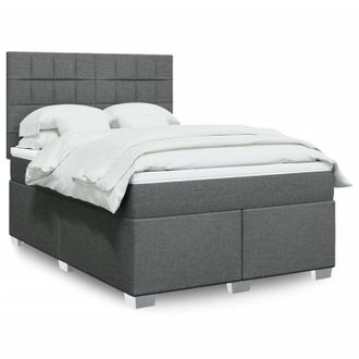 vidaXL Vidaxl - Cama Box Spring Con Colch&oacute;n Tela Gris Oscuro 160x200 Cm
