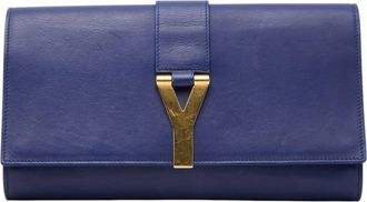 Saint Laurent Navy Leather Clutch Bag (Pre-Owned)