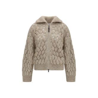 Brunello Cucinelli Beige Wool Oves Aries Womens Cardigan