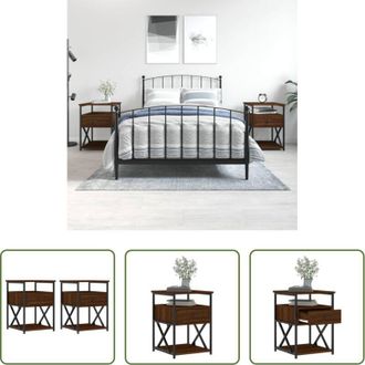 vidaXL vidaXL Comodino per camera da letto - Comodini 2 pz Rovere Marrone 40x42x55 cm in Legno Multistrato