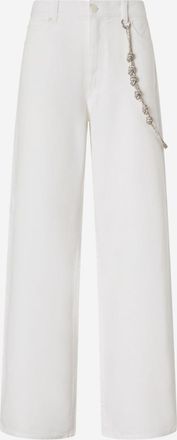 Pinko White Loose Wide-leg Trousers