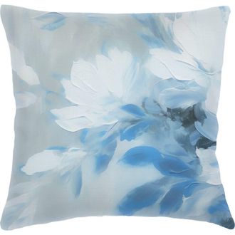 Anaya with Love Brushstroke Floral Linen Pillow with Down Insert in Blue at Nordstrom, Size 20X20