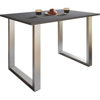 ebuy24 Ebuy24 - Mesa De Madera Vcm Al. 76 X An. 140 X P. 80 Cm Base S&oacute;lida Y De Alta Calidad Pies De Hierro Mesa De Cocina - Xona U (plata / Roble De Miel)
