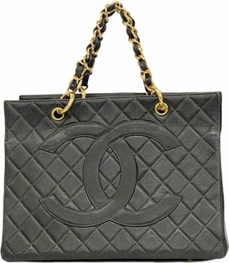 Chanel Black Grained Calfskin Tote Bag (Pre-Owned)
