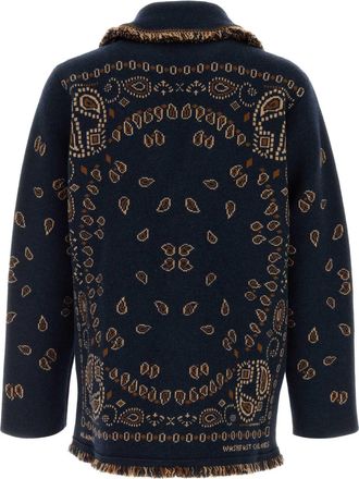 Alanui Mens Embroidered Cashmere Bandana Cardigan Midnightblue Exterior: Maglie Sweater