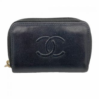 Chanel Black Leather Coin Purse/Coin Case (Pre-Owned)
