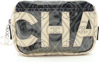 Chanel Black White Coated Canvas Pouch (Pre-Owned)
