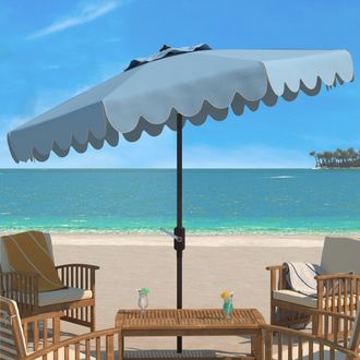 Safavieh Venice Single Scallop 9 Crank Outdoor Push Button Tilt Umbrella