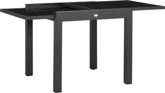 OUTSUNNY Tavolo Da Giardino Allungabile Con Piano In Vetro 80-160x80x75cm Nero