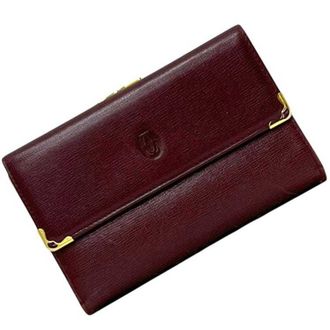 Cartier Bordeaux Wine Red Leather Wallet (Tri-Fold) (Pre-Owned)