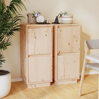 Berkfield Home Sideboards 2 pcs 31.5x34x75 cm Solid Wood Pine in Brown