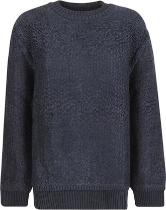 Maison Margiela Ronde Hals Pullover - Dames - Ronde hals truien - Blauw - L - Katoen - Truien & Vesten