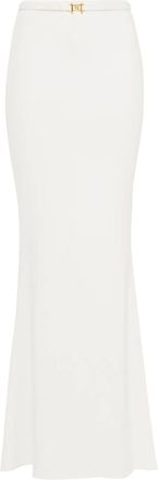 Elisabetta Franchi Gonna lunga in crêpe con cintura - Bianco