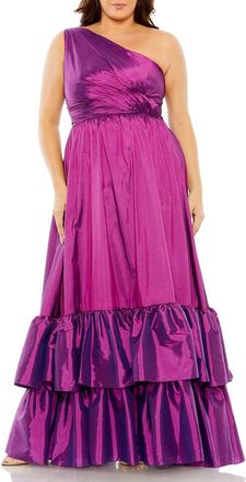 Mac Duggal Asymmetrical One Shoulder Ruffle Hem Gown in Ultra Violet at Nordstrom, Size 16W