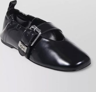 Ganni ballerina shoes square toe buckle detail